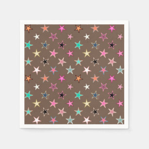Serviette En Papier Etoiles Twinkings, Taupe Tan & multi Pastels