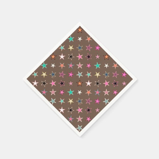 Serviette En Papier Etoiles Twinkings, Taupe Tan & multi Pastels (Coin)