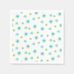 Serviette En Papier Étoiles vert sarcelle rose Noël moderne