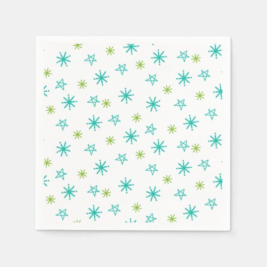 Serviette En Papier Étoiles vert sarcelle rose Noël moderne  (Devant)