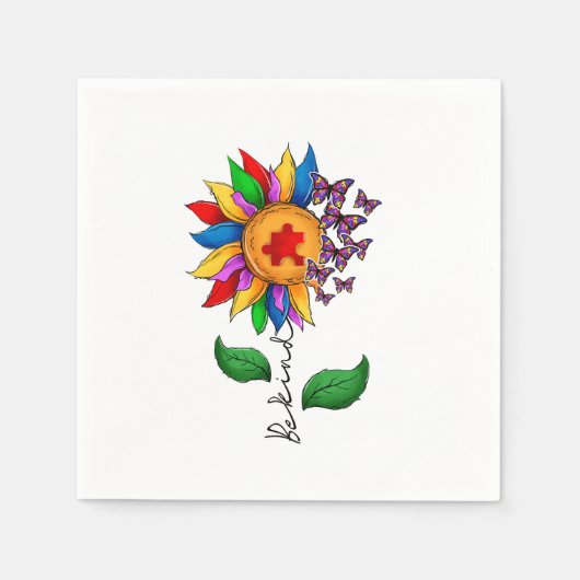 Serviette En Papier Être un tournesol-Sensibilisation sur l'autisme (Devant)