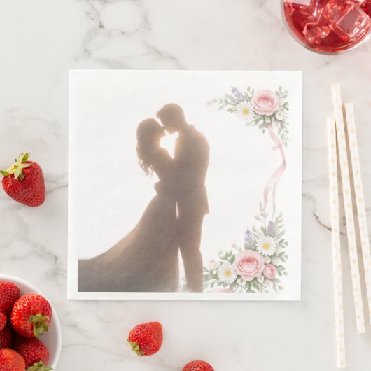 Serviette En Papier Étreinte dorée au coucher du soleil - Romantique (En situation)