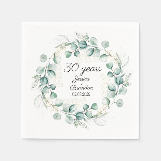 Serviette En Papier Eucalyptus 30e anniversaire de Mariage Pearl (Devant)