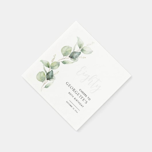Serviette En Papier Eucalyptus 80e Anniversaire papier (Coin)