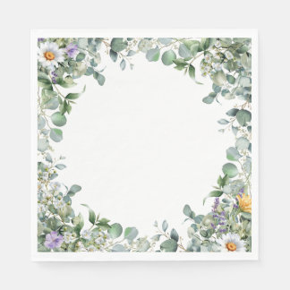 Serviette En Papier Eucalyptus and Wildflower Elegant Wedding Cocktail