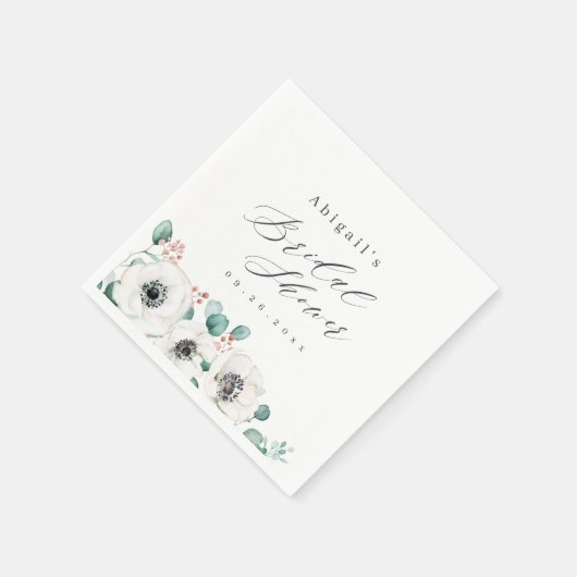 Serviette En Papier Eucalyptus anemone floral rustique douche nuptiale (Coin)