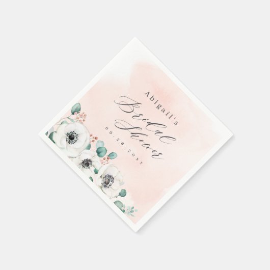 Serviette En Papier Eucalyptus anemone floral rustique douche nuptiale (Coin)
