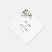 Serviette En Papier Eucalyptus Aquarelle Noms Floraux Mariage été (Coin)