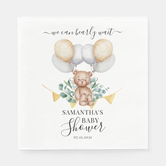 Serviette En Papier Eucalyptus Baby shower d'aquarelle Foliage (Devant)