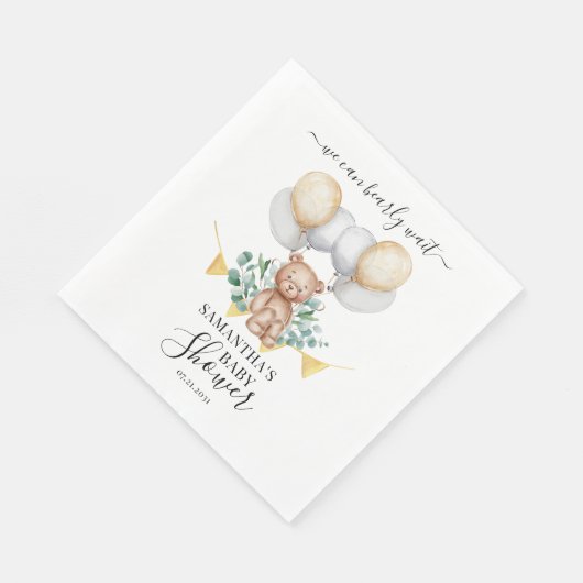 Serviette En Papier Eucalyptus Baby shower d'aquarelle Foliage (Coin)