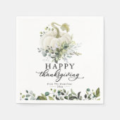 Serviette En Papier Eucalyptus blanc Citrouille Thanksgiving vert (Devant)