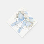Serviette En Papier Eucalyptus Blue Bow Baby Boy Baptism (Coin)