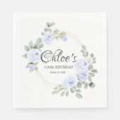 Serviette En Papier Eucalyptus Blue Rose Floral 100e fête d'anniversai (Devant)