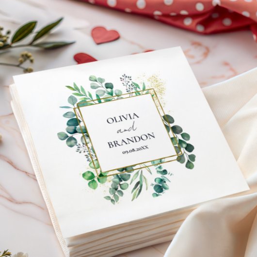 Serviette En Papier Eucalyptus Botanical Greenery Leaves Wedding