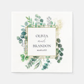 Serviette En Papier Eucalyptus Botanical Greenery Leaves Wedding (Devant)
