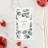 Serviette En Papier Eucalyptus Branches Dusty Blue Green Mariage (En situation)