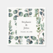 Serviette En Papier Eucalyptus Branches Vert Dusty Blue Artsy Mariage (Devant)