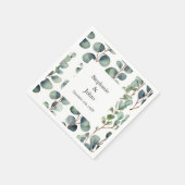 Serviette En Papier Eucalyptus Branches Vert Dusty Blue Artsy Mariage (Coin)