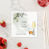 Serviette En Papier Eucalyptus Bubbles & Bourbon Mariage (En situation)