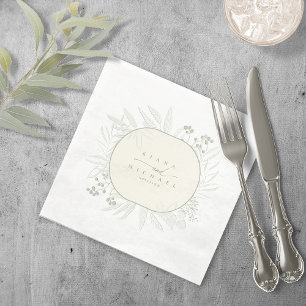 Serviette En Papier Eucalyptus Couleur Tons Wreath Ivory/White ID901