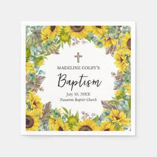 Serviette En Papier Eucalyptus de tournesol Palmier Bohème Carré Baptê