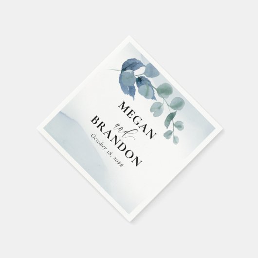 Serviette En Papier Eucalyptus Dusty Mariage de feuillage (Coin)