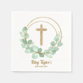 Serviette En Papier Eucalyptus et baptême croisé (Devant)