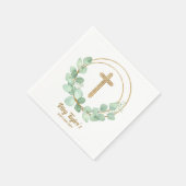 Serviette En Papier Eucalyptus et baptême croisé (Coin)