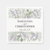 Serviette En Papier Eucalyptus et Lavender Rustique Mariage d'aquarell (Devant)