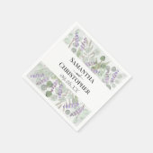 Serviette En Papier Eucalyptus et Lavender Rustique Mariage d'aquarell (Coin)
