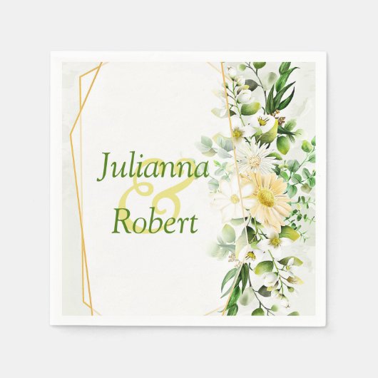 Serviette En Papier Eucalyptus et marguerites serviettes (Devant)