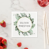 Serviette En Papier Eucalyptus et Mariage d'aquarelle verte (En situation)