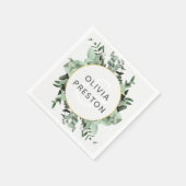 Serviette En Papier Eucalyptus et Mariage d'aquarelle verte (Coin)