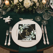 Serviette En Papier Eucalyptus et or sur mariage personnalisé noir