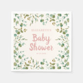 Serviette En Papier Eucalyptus Feuille Baby shower fille (Devant)