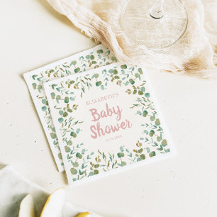 Serviette En Papier Eucalyptus Feuille Baby shower fille