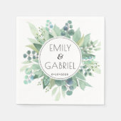 Serviette En Papier Eucalyptus Feuille Vert Mariage Papier Napkin (Devant)