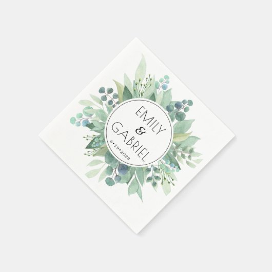 Serviette En Papier Eucalyptus Feuille Vert Mariage Papier Napkin (Coin)