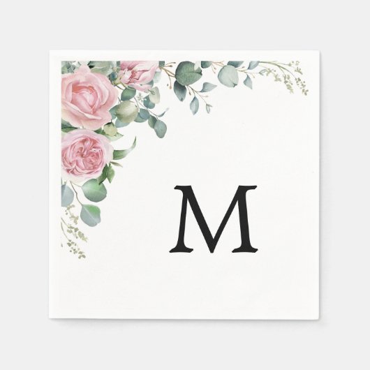 Serviette En Papier Eucalyptus Floral Rose moderne Graine (Devant)