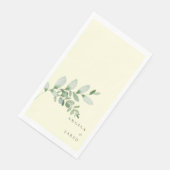 Serviette En Papier Eucalyptus Foliage Jaune Mariage Nom de couple (Coin)