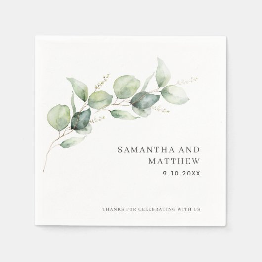 Serviette En Papier Eucalyptus Foliage Papier de mariage (Devant)
