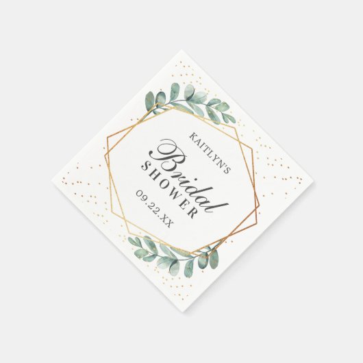 Serviette En Papier Eucalyptus géométrique mariage doré (Coin)