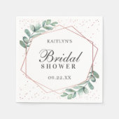 Serviette En Papier Eucalyptus géométrique rose métallisé enterrement  (Devant)