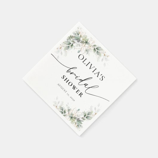 Serviette En Papier Eucalyptus Gold Fête des mariées Napkin (Coin)