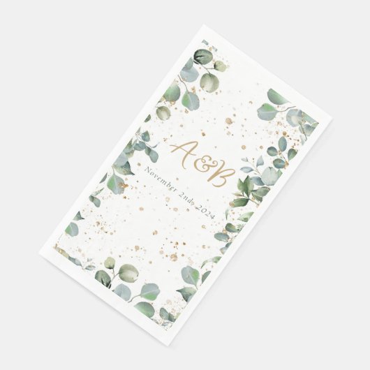 Serviette En Papier Eucalyptus Gold Parties scintillant - Vert (Coin)