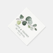 Serviette En Papier Eucalyptus Gold Splatter Amour et Merci (Coin)
