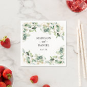 Serviette En Papier Eucalyptus Gold Watercolor Mariage (En situation)