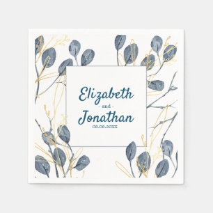 Serviette En Papier Eucalyptus Golden Garden Floral Mariage