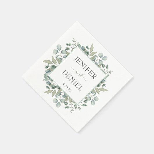 Serviette En Papier Eucalyptus Greenery Wedding (Coin)