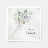 Serviette En Papier Eucalyptus & Lavender Bouquet Mariage élégant (Devant)